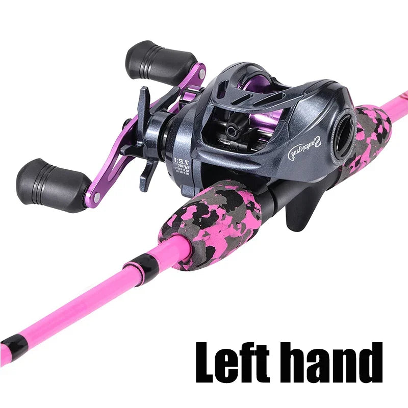 Sougayilang leurre pêche Combo 5 Sections 170CM canne à pêche en Fiber de carbone et 8 + 1BB Baitcasting moulinet voyage ensemble de pêche Pesca