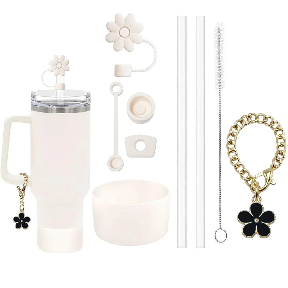 Kit Accessoires 9 Pièces pour Tasse Stanley — Bouchons, Brosses & Charme Floral