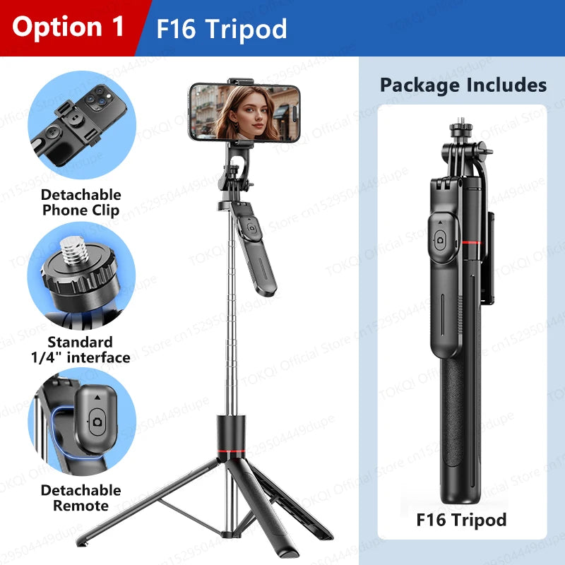 TOKQI — Bâton Selfie Extensible 360° Télécommande Bluetooth & Lumière Optionnelle