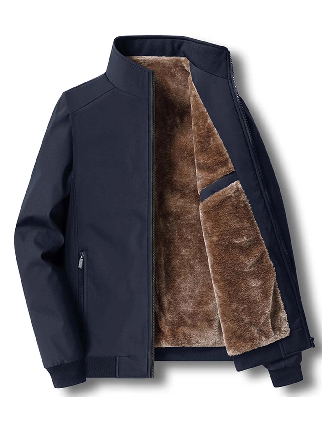 Veste en velours pour hommes, col montant, rembourrée en coton, épaisse, chaude, décontractée, nouvelle collection automne et hiver