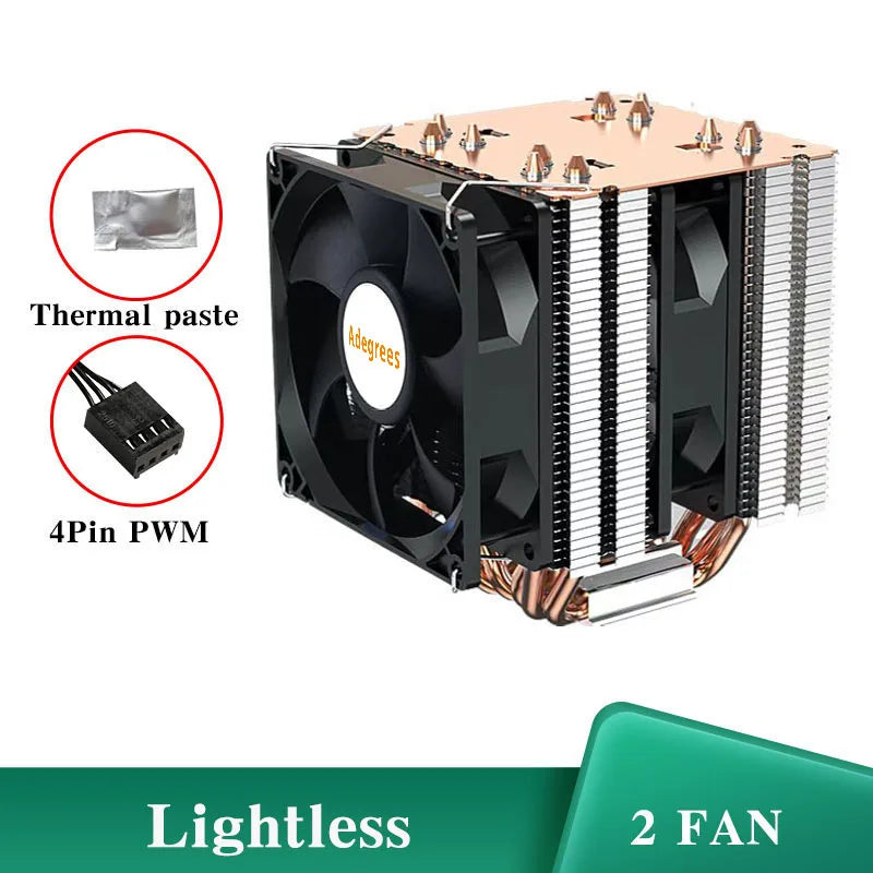 Refroidisseur de processeur à 6 caloducs, 4 broches, PWM, PC, ventilateur de refroidissement d'air silencieux, pour Intel LGA 1366 1700 1200 1150 1151 1155 2011 X79 X99 AM3 AM4 AM5