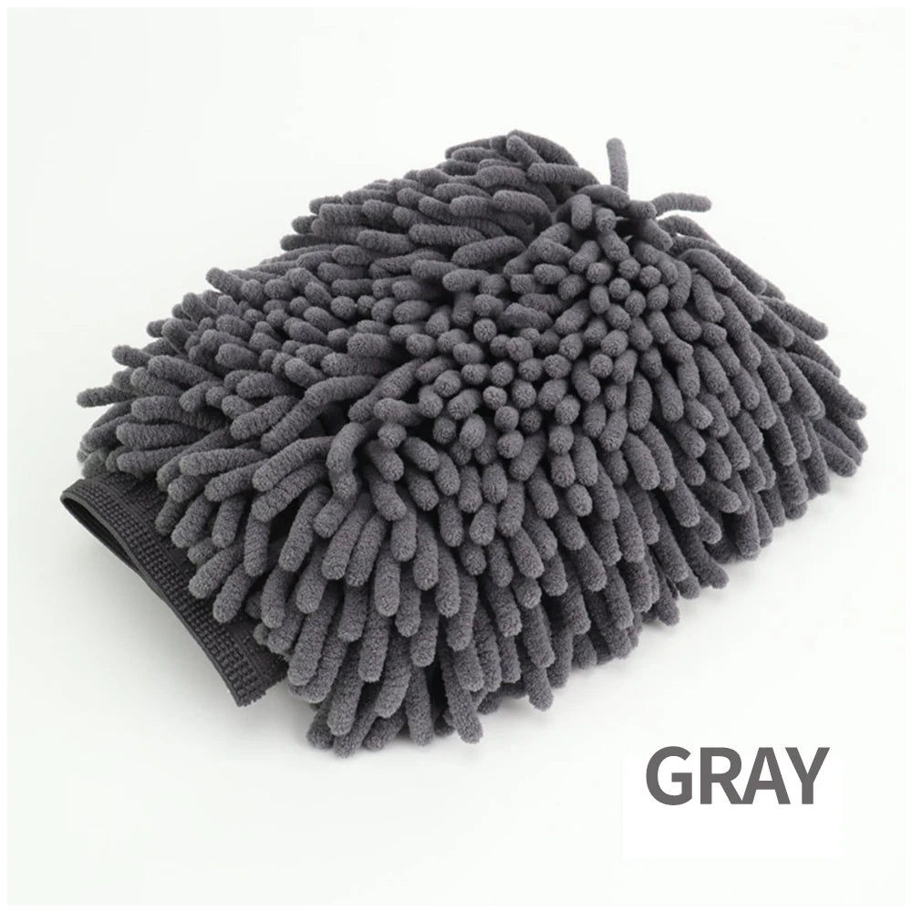 Guantes para lavado de coche, guante de chenilla, paños de felpa gruesa de doble cara, suministros para coche, herramientas de limpieza, accesorios de automóvil, detalles de coche