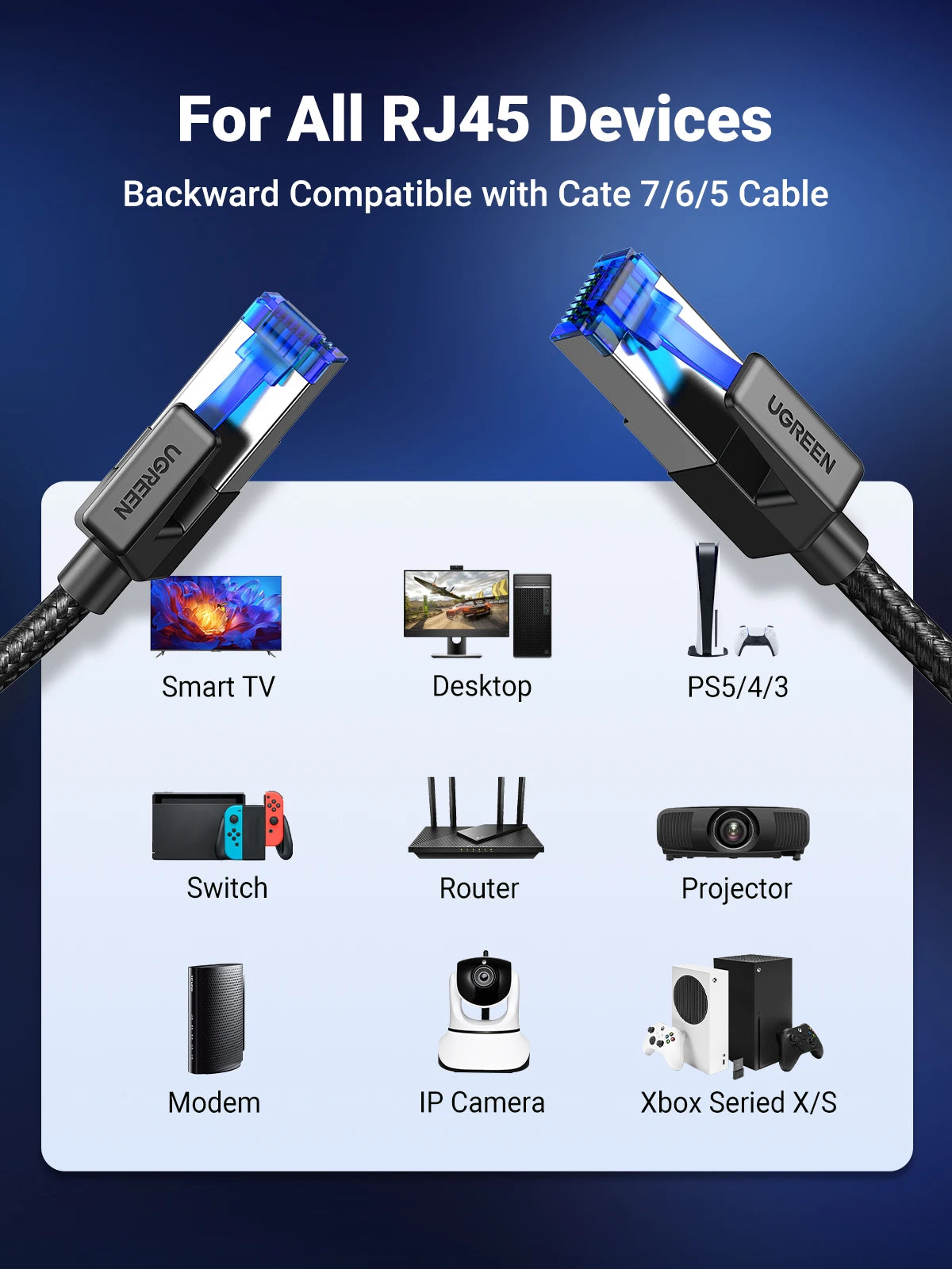 UGREEN CAT 8 cable Ethernet trenzado de alta velocidad 40Gbps 2000Mhz red LAN RJ45 blindado para router PC PS5 Módem Xbox