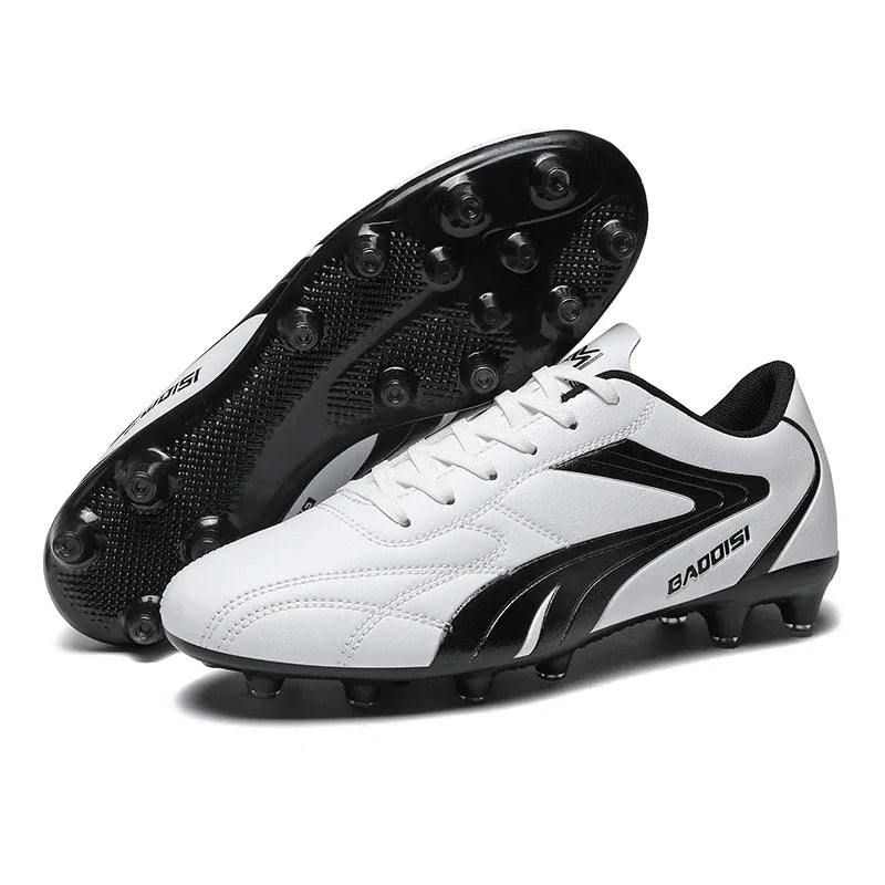 Chaussures de Football FG Homme Cuir Verni Basses Ultra-légères — Crampons Longs, Professionnel EU 31–48