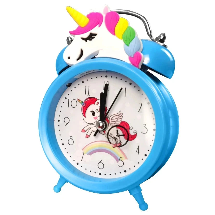 licorne pour Réveil enfant, reveil lumineux,,horloge à Double cloche avec rétro-éclairage,reveil matin, jolie horloge de bureau, décoration de maison, reveil,radio réveil,cadeaux pour enfants