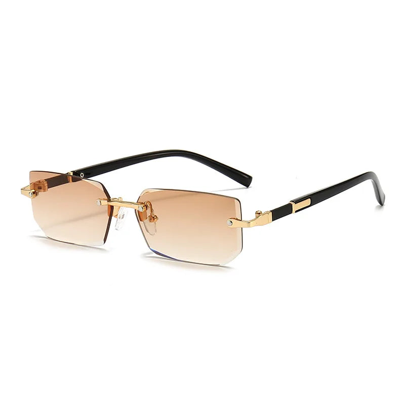 Lunettes de Soleil Rectangulaires Sans Monture — Petites Carrées Voyage Été Mode