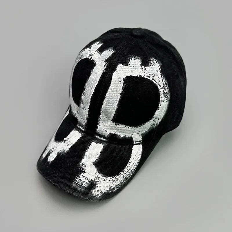 Casquette de baseball graffiti spray vintage délavée — hommes, femmes, hip hop, streetwear