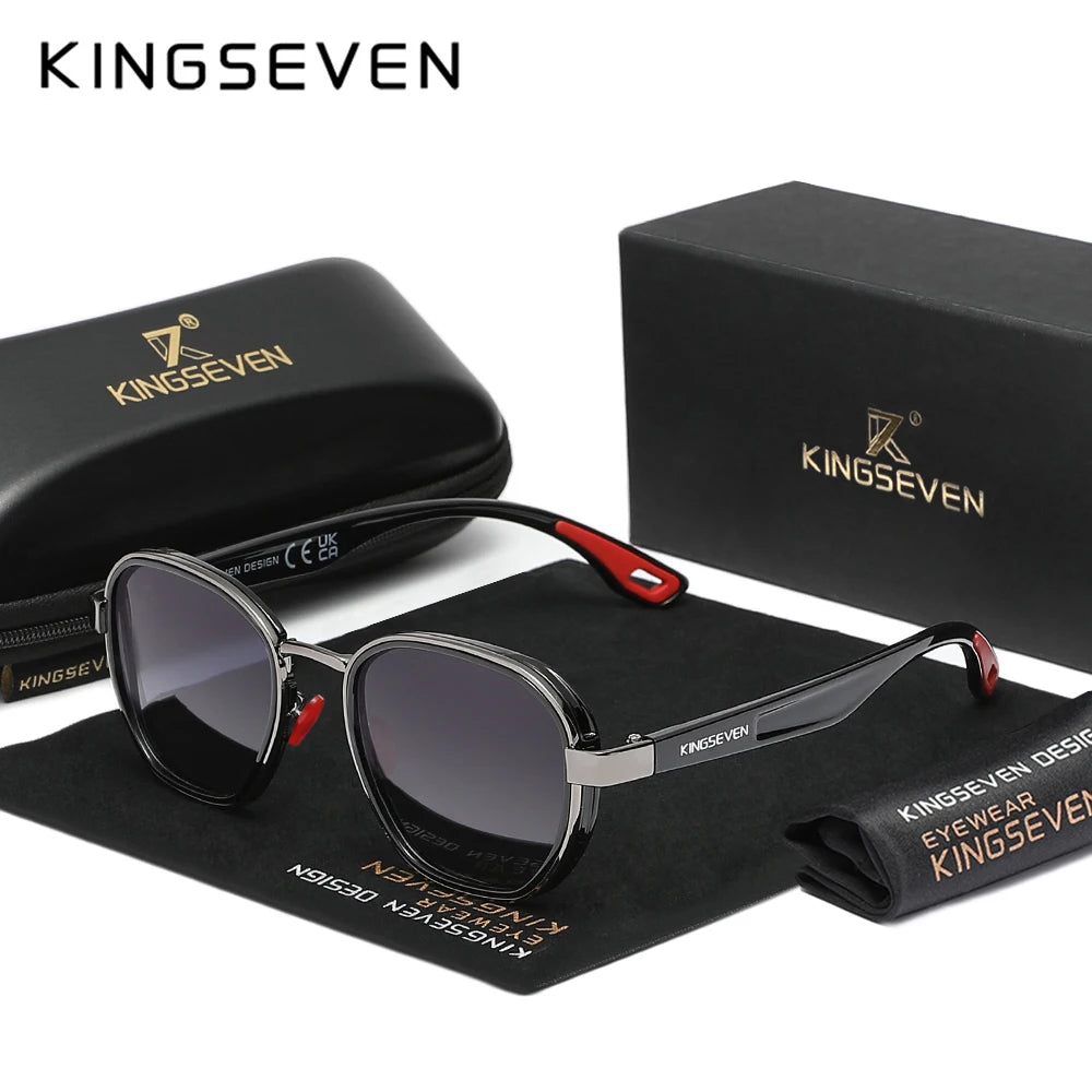 KINGSEVEN marque originale lunettes de soleil hommes polarisées UV400 luxe lunettes pour femme mâle extérieur cadre rond casual mode lunettes