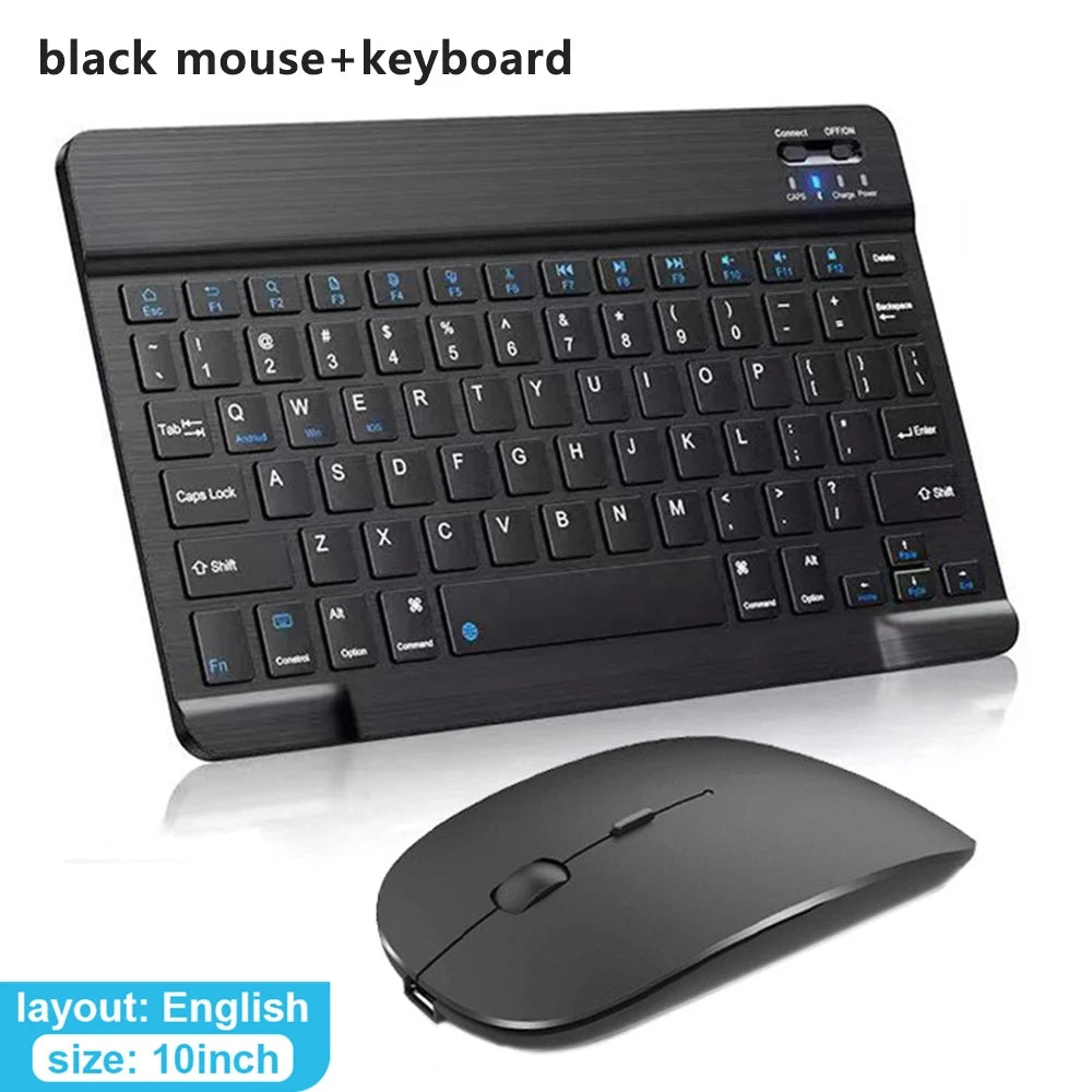 Wireless Bluetooth Keyboard and Mouse, for iOS, Android, Windows, Tablet, iPad Air Mini Pro, Spanish, Korean, Portuguese, Russian