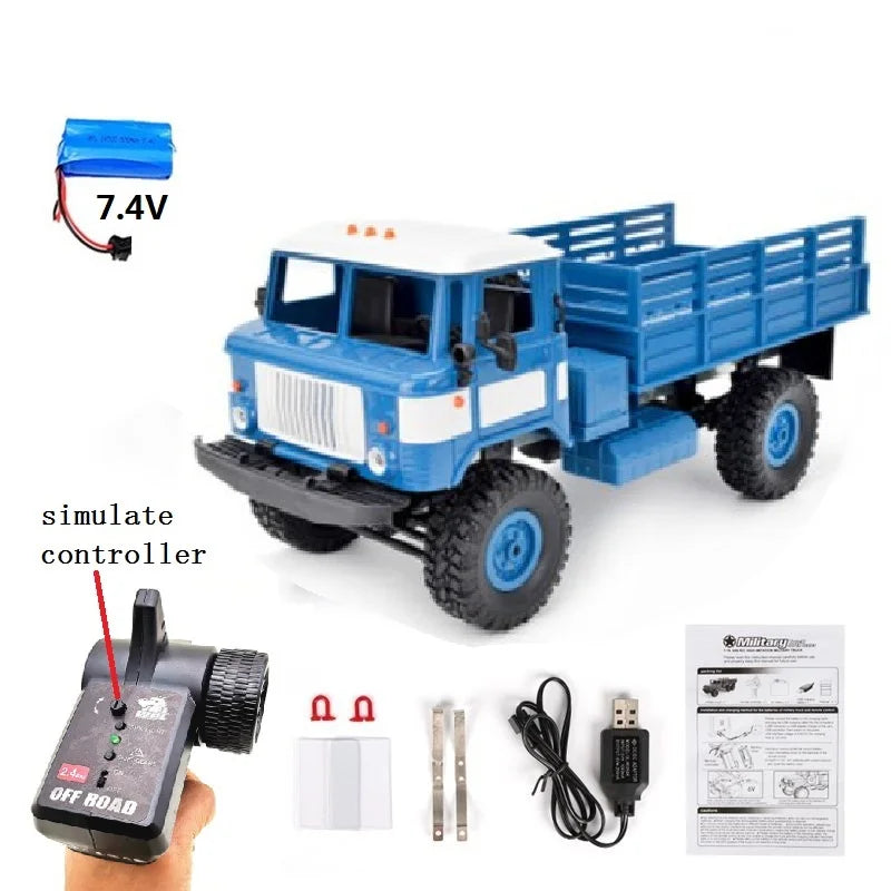 Camion militaire RC télécommande 4 roues — hors route, DIY, escalade, cadeau jouet garçon