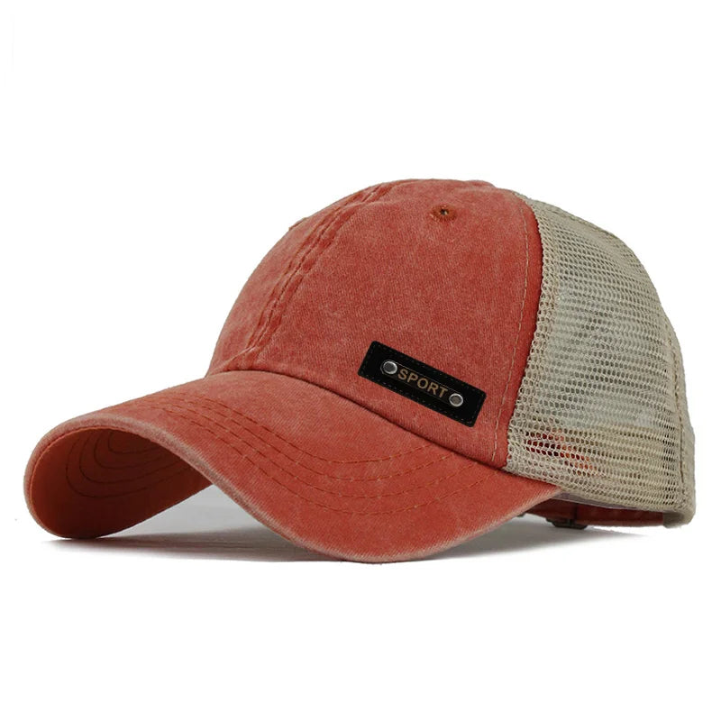 Casquette de pêche lavée en coton maille — hommes, femmes, snapback, baseball, papa, chapeau extérieur (v2)