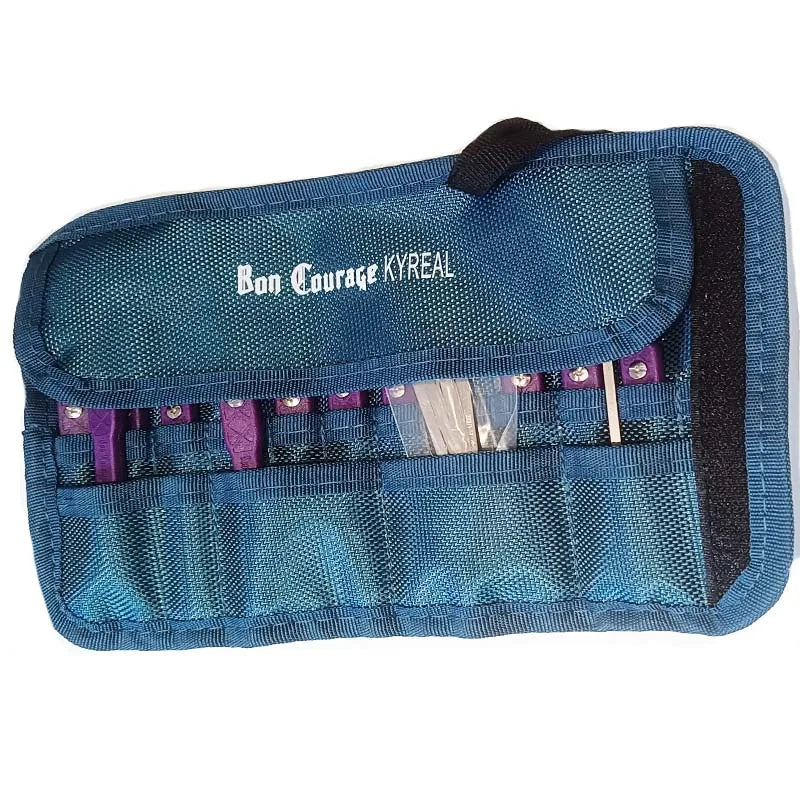 Nueva Herramienta Profesional "Buena Suerte Kyreal", Mango Azul-Violeta, 11 Ganchos de Acero Inoxidable de 0,4 mm de Grosor, Herramientas de Cerrajero