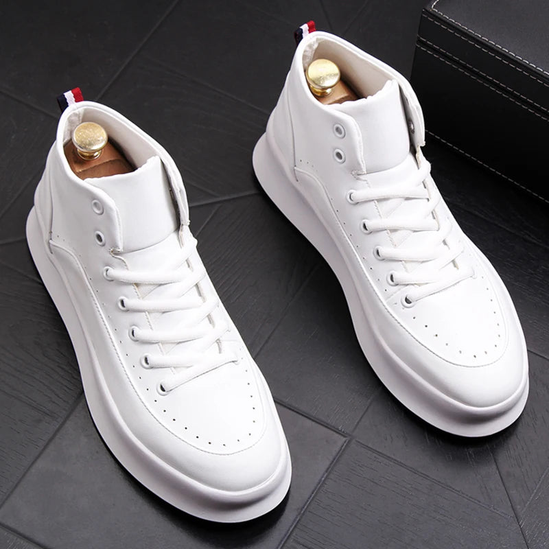 Bottes Homme Rouge & Blanc en Cuir — Style Audacieux & Original