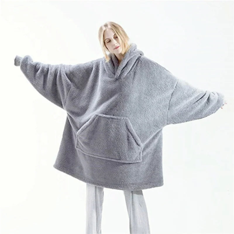 Mujeres invierno grueso cálido outwear con capucha sólido elegante suave doble forro polar chaqueta unisex bolsillo jerséis largos sudaderas con capucha ropa de casa