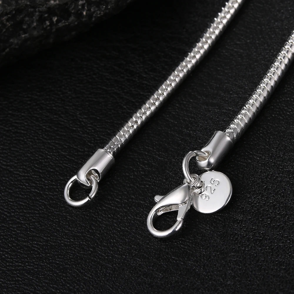 Collar de cadena de serpiente sólido de color plateado de 45-60cm, 1MM/2MM/3MM, para hombres y mujeres, joyería de moda para colgante, envío gratis