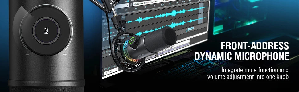 FIFINE K658 — Microphone USB Gaming LED RGB Bouton Muet PC & Tablette