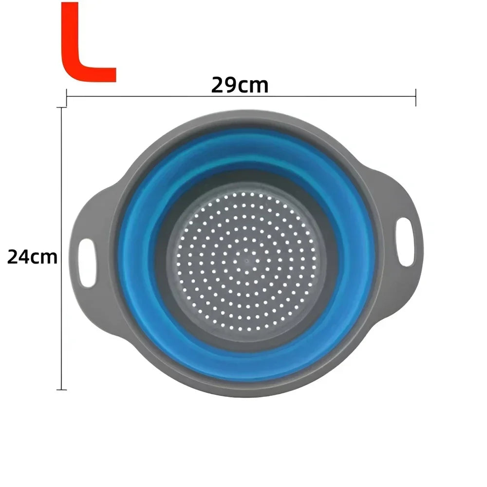 2pcs Silicone Collapsible Strainer Basket, Foldable Colander for Fruit Vegetable, Kitchen Strainer for Food Pasta Kitchen Tools Drainage Device