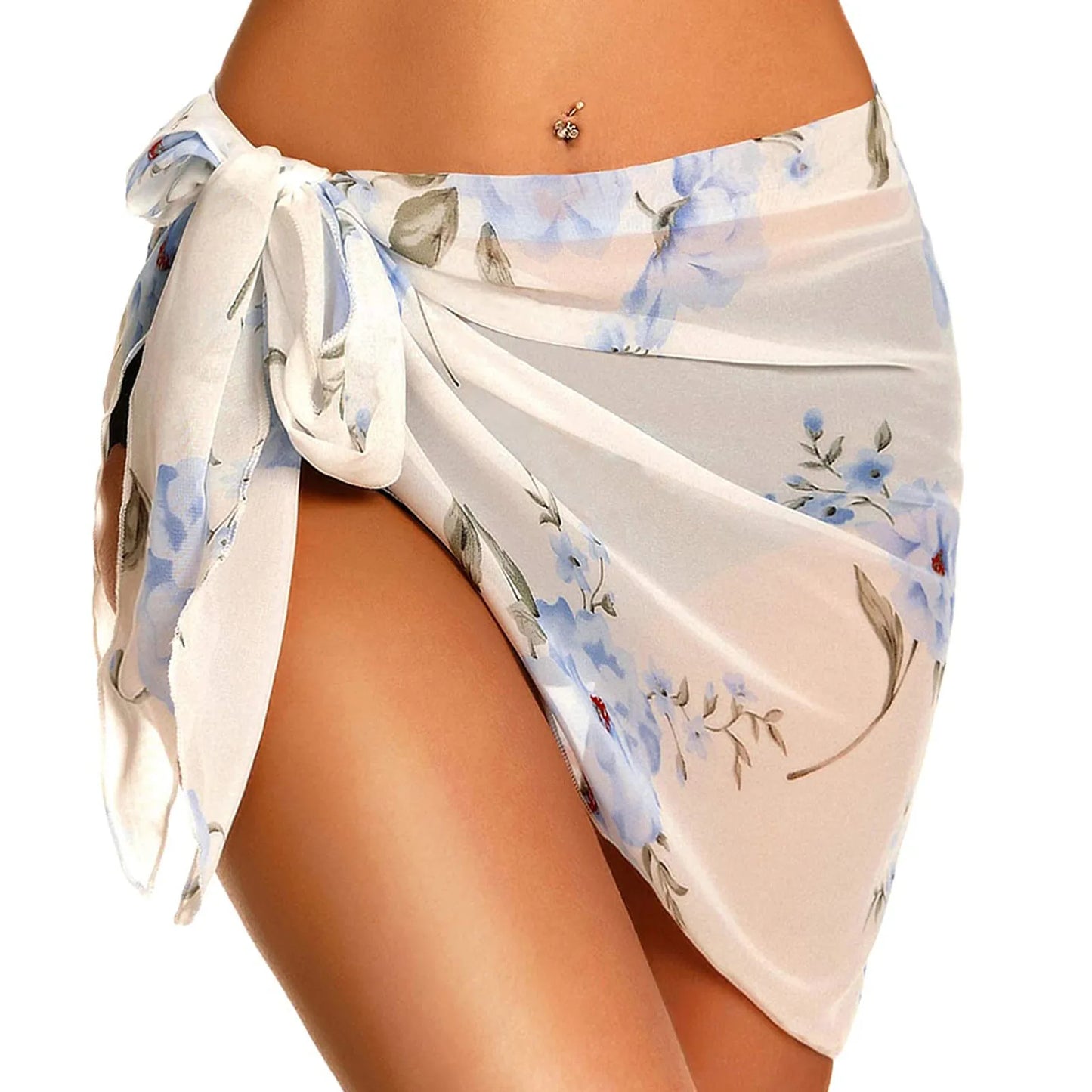 Jupe courte en gaze Sexy, jupe portefeuille de plage rouge, tunique longue, paréos, bikini, Cover-Up pour les maillots de bain, vêtements de plage