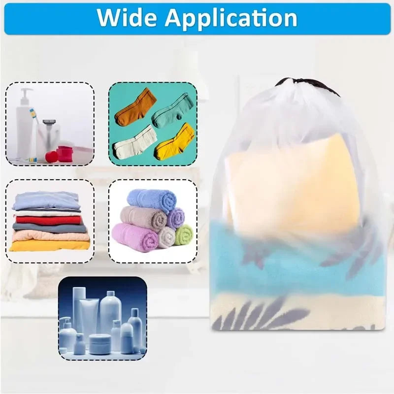 Bolsa de almacenamiento de zapatos portátil, bolsa de almacenamiento de proximidad con cordón para viajes, bolsa de maquillaje, bolsa de almacenamiento de plástico transparente impermeable, 5 piezas, 10 piezas