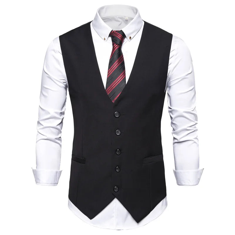 Chaleco de traje coreano ajustado para hombre, talla grande, chaleco de negocios para boda, chaleco de moda informal británico