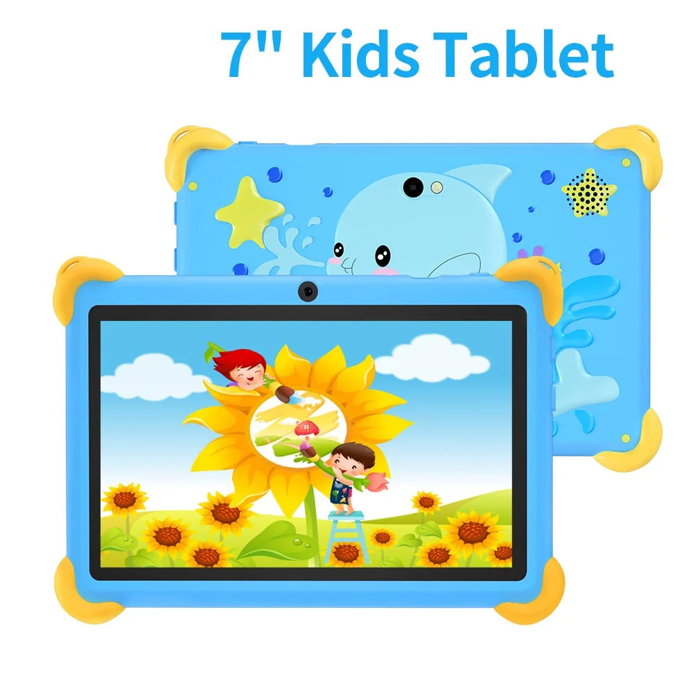Tableta infantil de 7 pulgadas 5G con diseño de dibujos animados, PC de aprendizaje y educación Android con funda a prueba de niños, tableta de 4000 mAh