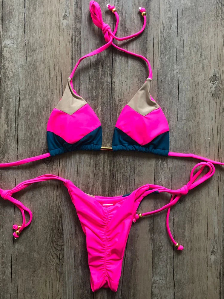 2023 Sexy Bikini multicolore maillot de bain femmes maillots de bain Push Up côtelé Bikini ensemble brésilien maillot de bain vêtements de plage baigneur Biquini