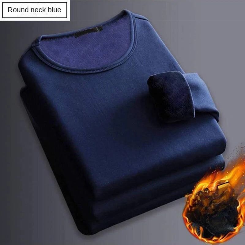 Invierno hombres engrosamiento terciopelo top cálido hombres camiseta térmica de manga larga con cuello redondo de moda