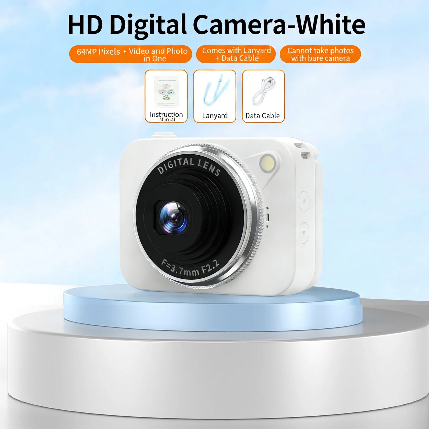 Cámara Lenovo 4K HD de 180° píxeles. Cámara de vídeo CCD compacta y portátil para vlogging, ideal para estudiantes, perfecta para selfies, un regalo ideal.