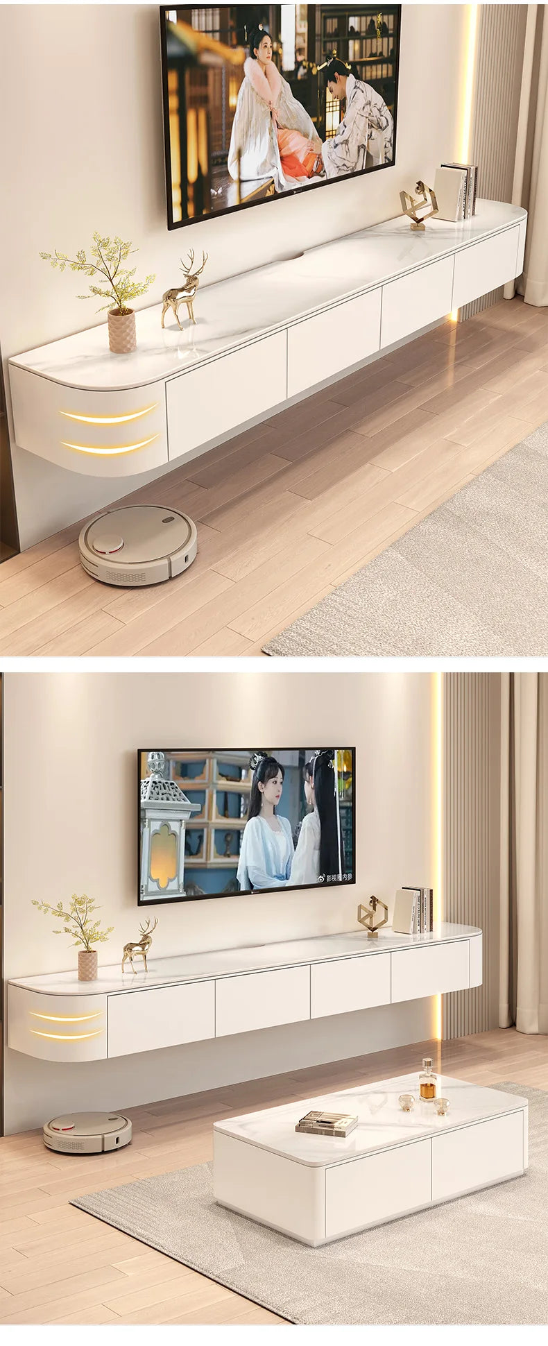 Mueble TV nórdico moderno Premium flotante mueble TV flotante nórdico con cajones Mueble de Salón Mueble de televisión Muebles de casa para salón