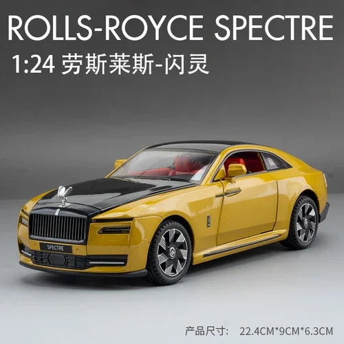 Coche de aleación Rolls Royce Spectre de simulación de sonido y luz para niños, juguetes de metal, vehículos, neumáticos, niños, escala 1/24