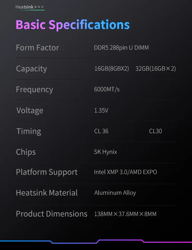 Mémoire RAM DDR5 KingBank 8 Go / 8 Go x 2 / 16 Go x 2 6000 MHz pour ordinateur de bureau CL36/CL30 XMP 3.0/AMD EXPO avec dissipateur thermique argenté