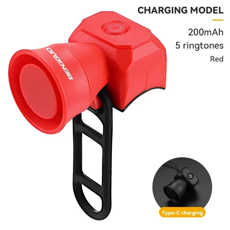 Nouveau klaxon de vélo VTT, chargement USB, sonnette électronique étanche, équipement d'équitation, accessoires de Scooter pour enfants