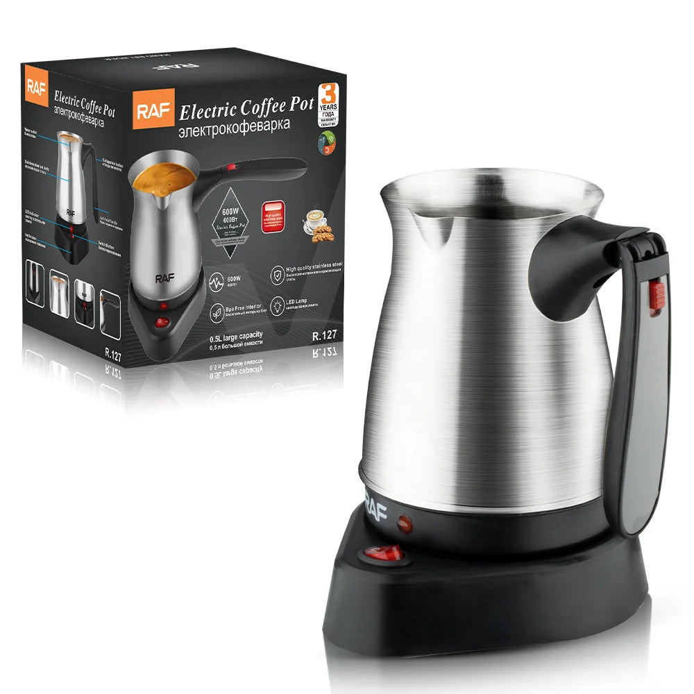 Cafetera turca portátil de 600W, cafetera italiana, árabe, griega, moka, asa plegable, fácil para el hogar y los viajes