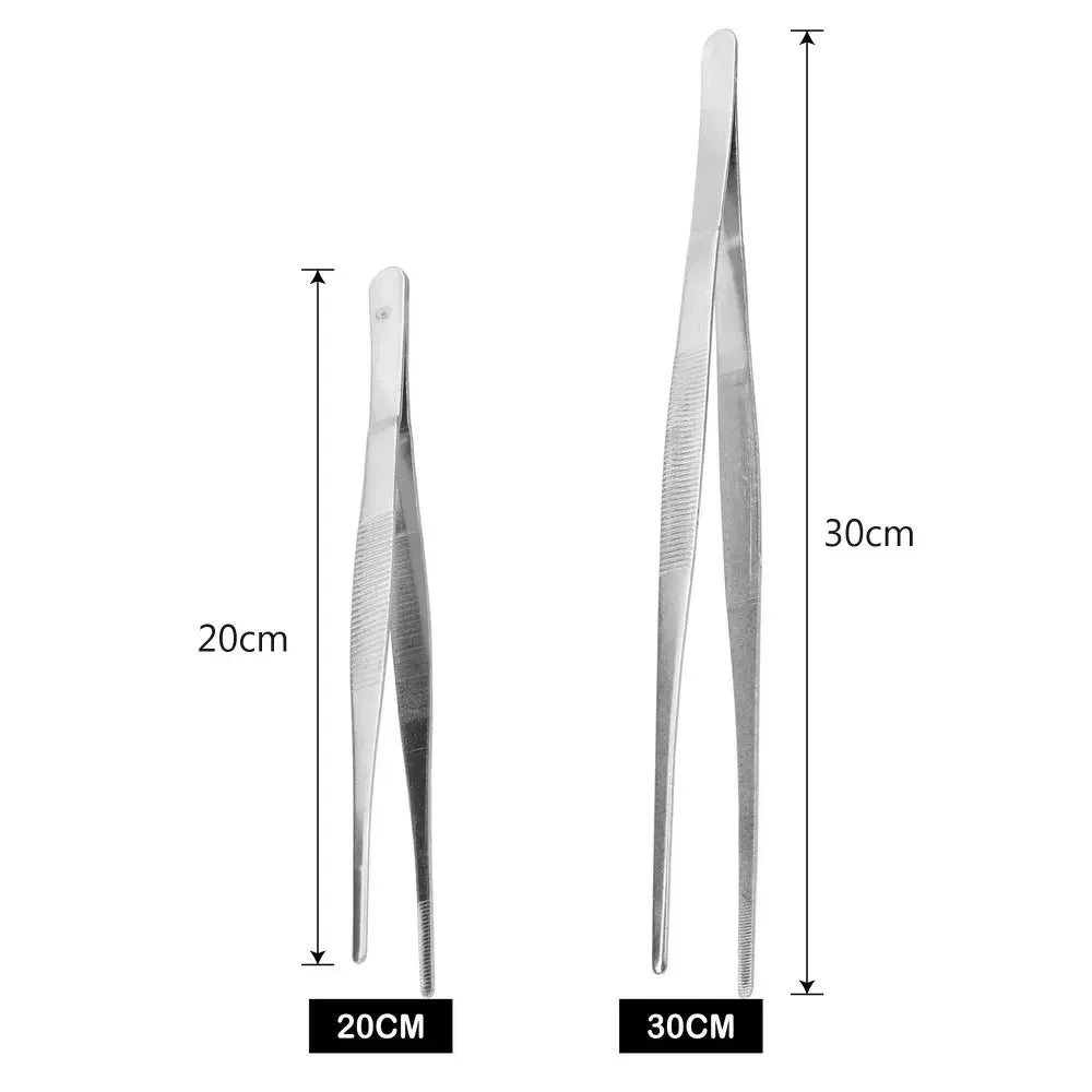 Pinzas rectas de acero inoxidable, 20CM/30CM, para el hogar, jardín, cocina, barbacoa, pinzas largas para alimentos