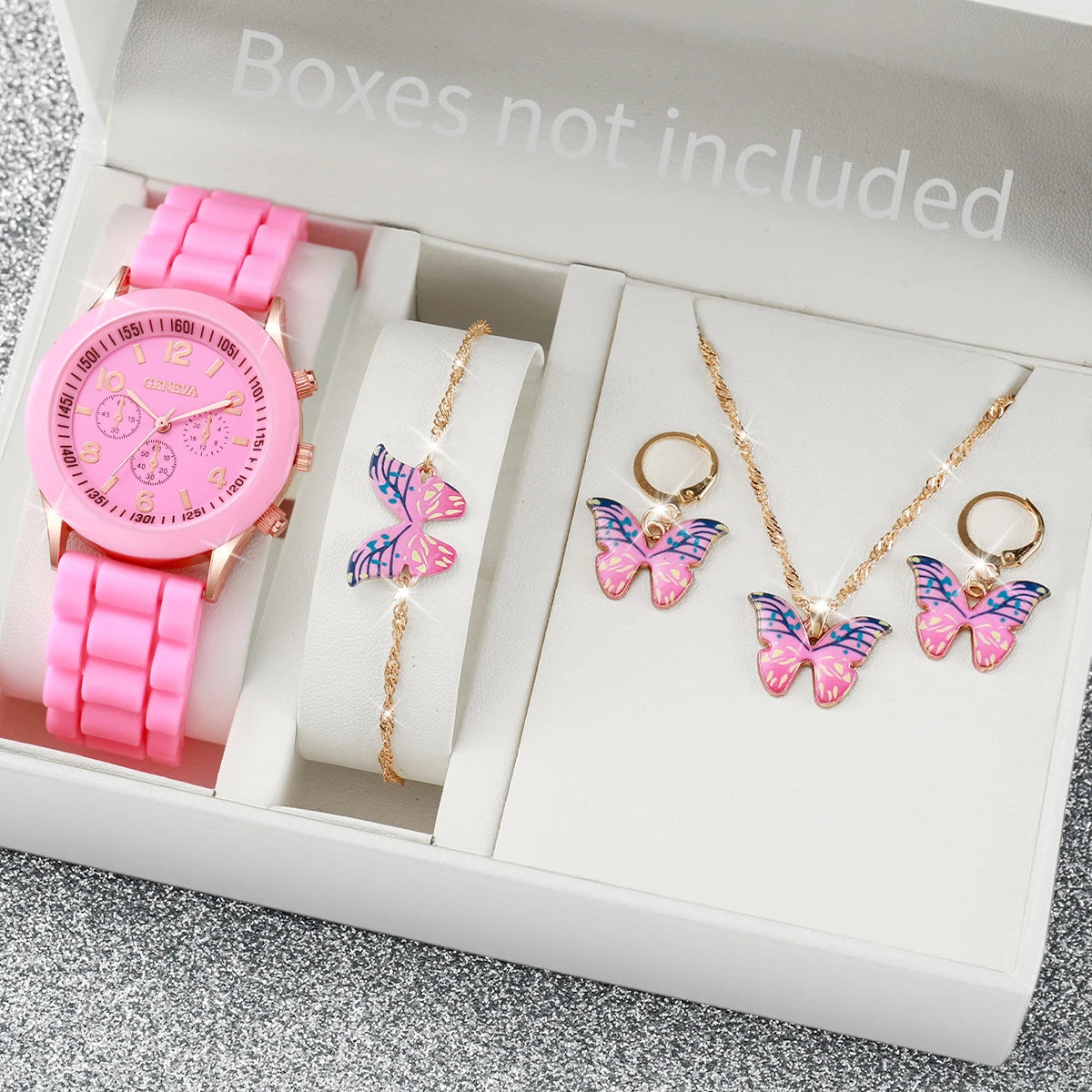 Juego de relojes de cuarzo con correa de silicona para mujer, reloj de moda, regalo para niña, sin caja, 5 unidades, 6 unidades