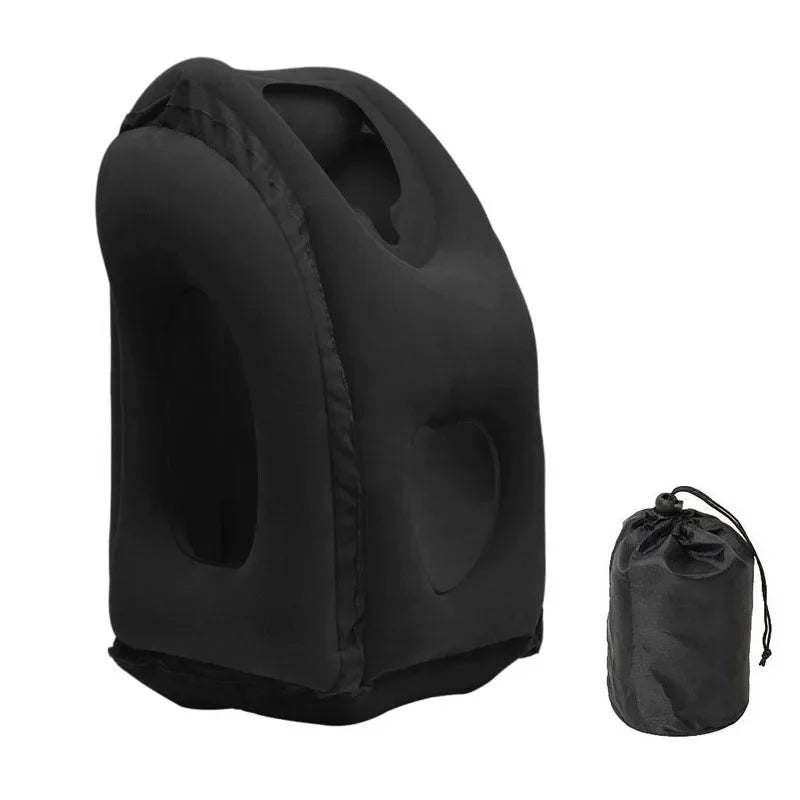 Inflatable Travel Pillow, New Model, Portable Chin Support, Neck Pillow for Airplane, Car, Bus, Train, Office, Nap Rest