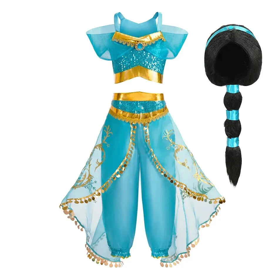 Robe de princesse arabe pour enfants — costume Halloween, carnaval, Cosplay, tenue paillettes