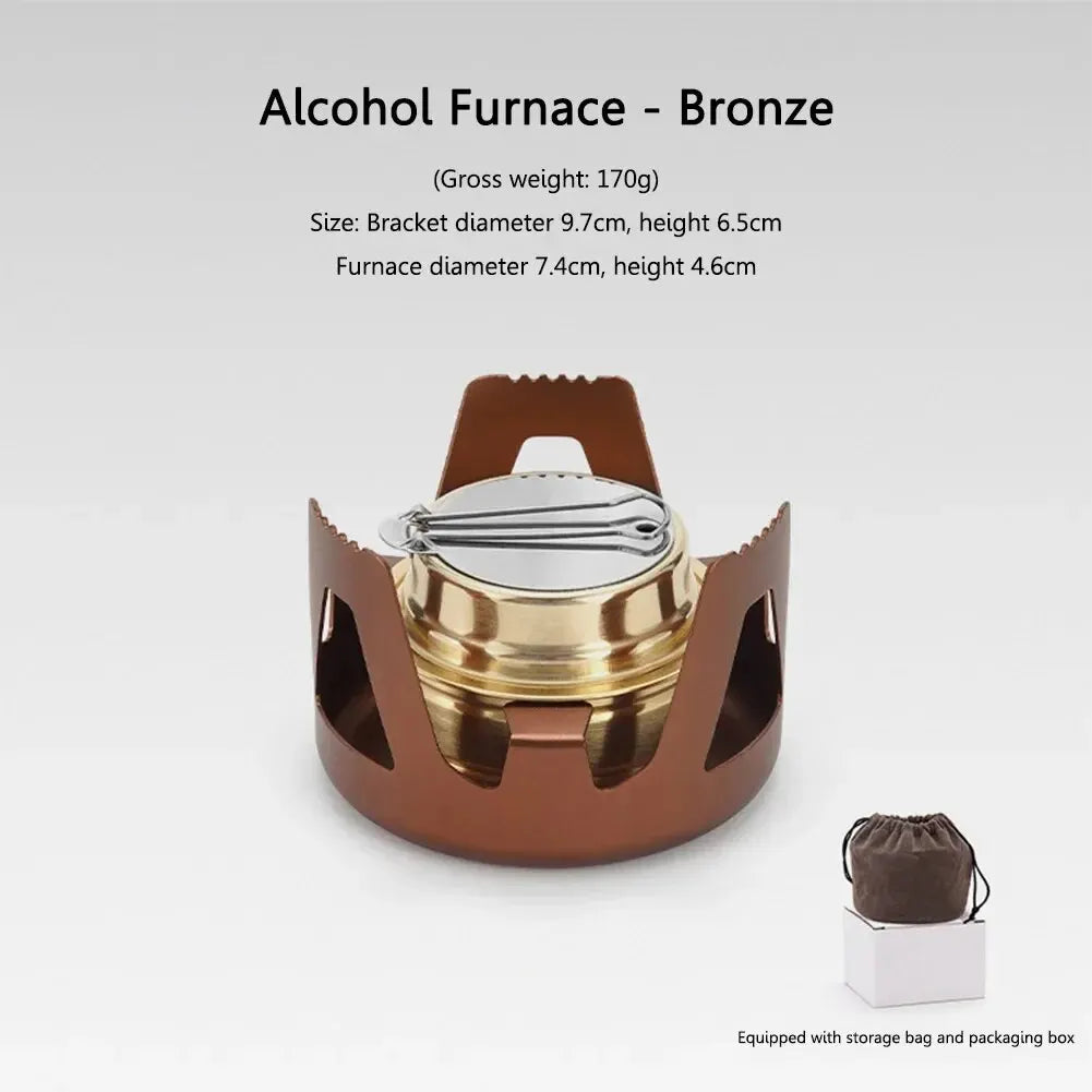 Mini poêle à alcool Portable, brûleur à puissance de feu réglable, poêle à essence, support en alliage d'aluminium, poêles de Camping en laiton ultralégers