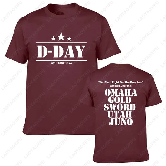 T-shirt amusant pour hommes, en coton, avec impression Vintage, D-DAY 2026, armée 1944, Normandie, militaire, CHURCHILL BEACHES