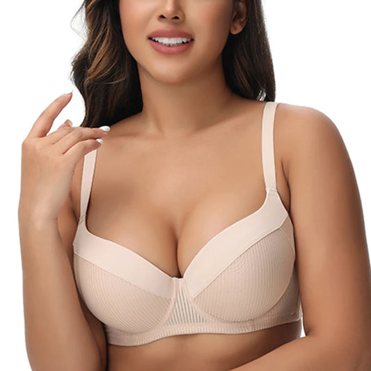 T-shirt Push Up grande taille pour femmes, soutien-gorge à armatures, Lingerie de soutien légèrement rembourrée, 75 80 85 90 95 B C D E F
