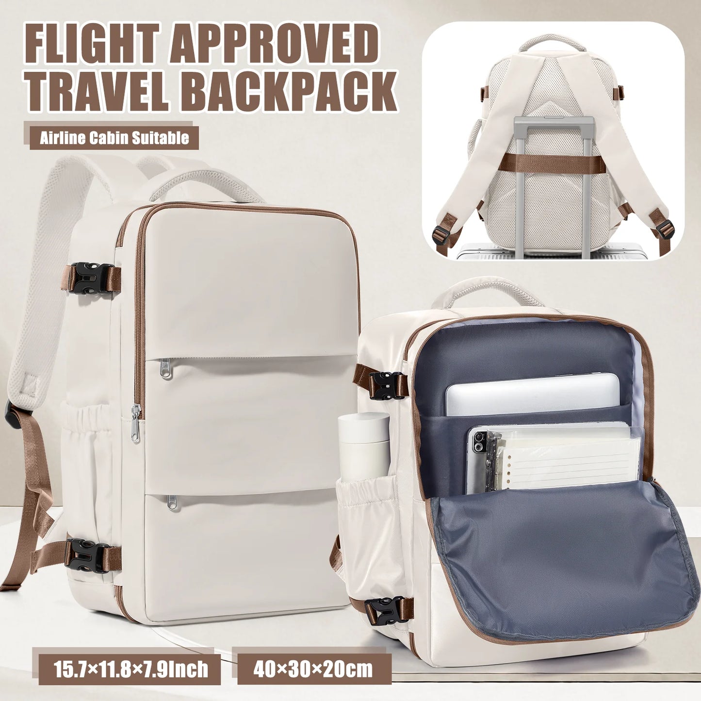 Sac à dos de voyage cabine avion 40x30x20 — étanche, ordinateur portable, bagage à main