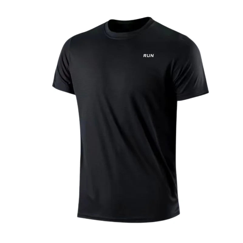 Camiseta de manga corta para hombre, de secado rápido, que absorbe la humedad, cuello redondo, para ejercicio, entrenamiento, deportes, gimnasio, correr, ligera en Y