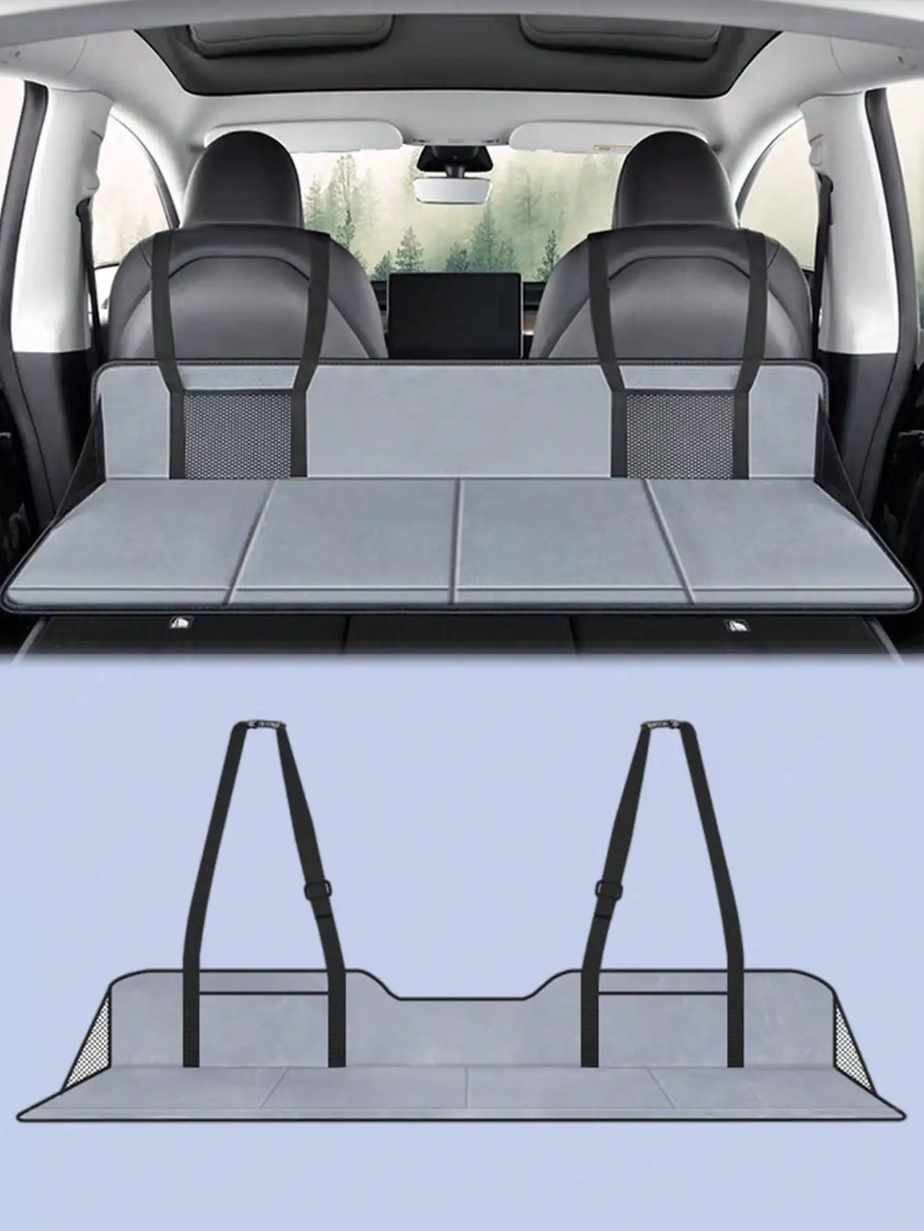 1 extension de lit de voiture – Idéal pour le camping, les voyages sur route et les voyages de nuit, matelas d'extension pliant.