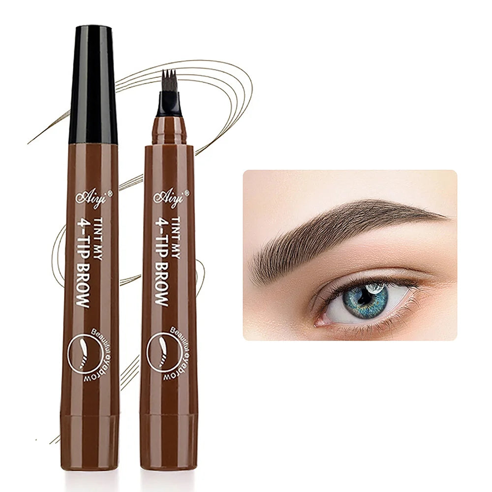 Crayon à 4 fourches pour microblading, maquillage pour les yeux, résistant à l'eau, naturel, longue durée, cinq couleurs