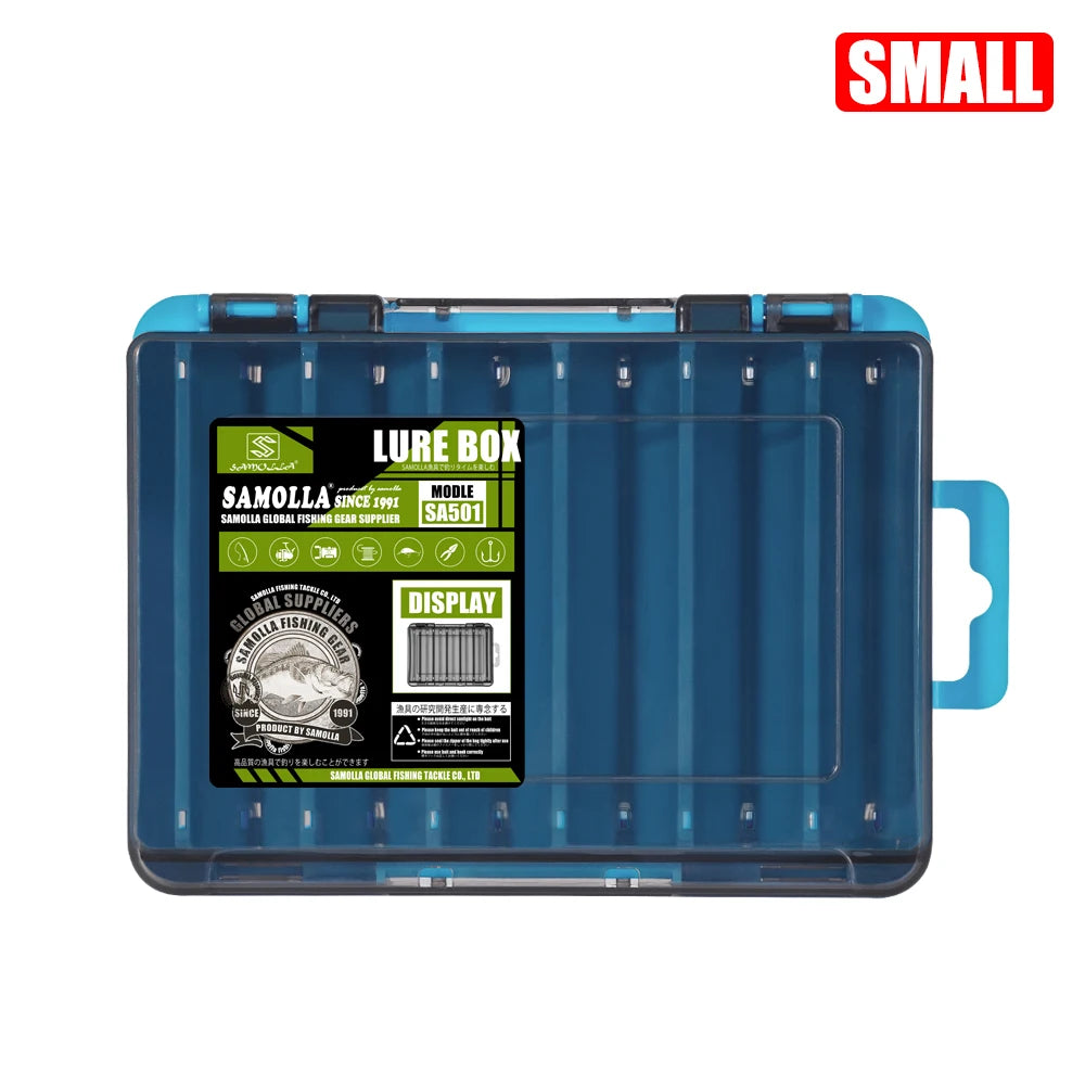 Caja de aparejos de pesca con 14 compartimentos, accesorios de pesca, estuche de almacenamiento para anzuelos de señuelo, cajas de almacenamiento de herramientas de pesca de doble cara