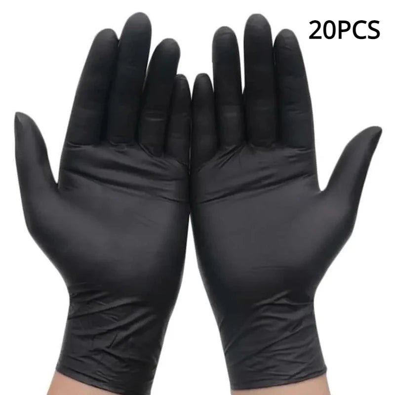 Gants jetables en Nitrile noir, 50/20 pièces, sans Latex, imperméables, durables, adaptés à la cuisine, transformation des aliments, salon de beauté, famille