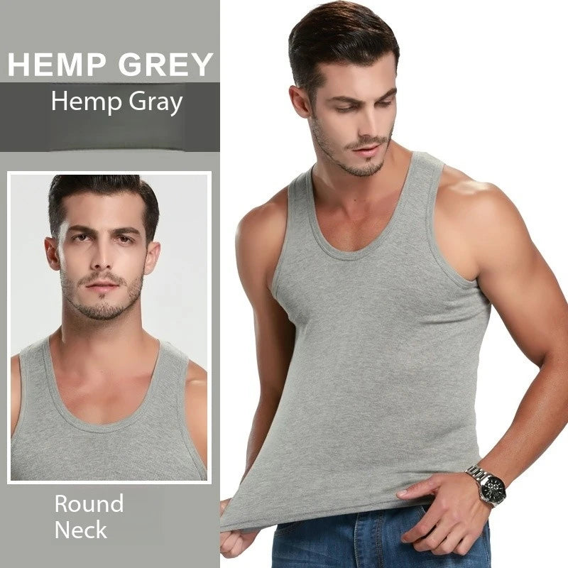 1 paquete de camisetas sin mangas de algodón para hombre, estilo simple de cuatro estaciones para adolescentes, gimnasio, fitness, camiseta sin mangas informal para hombres de mediana edad