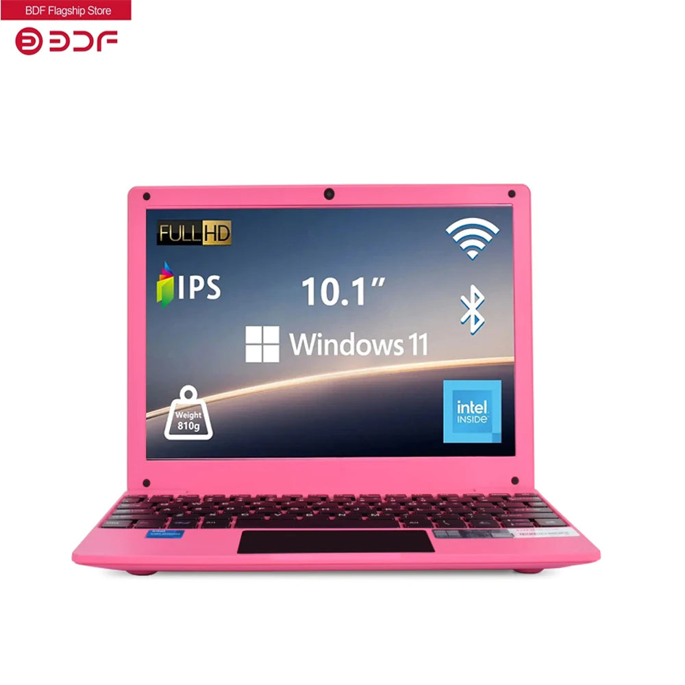 Portátil de 10,1 pulgadas con Windows 11 preinstalado, Quad Core, 8 GB + 128 GB, Netbook, HDMI, cámara web, oficina (negro)