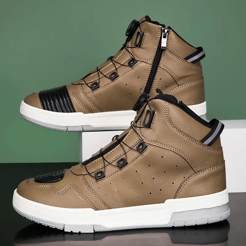 Chaussures Moto & Vélo Homme Cuir Antidérapantes — Route & Montagne