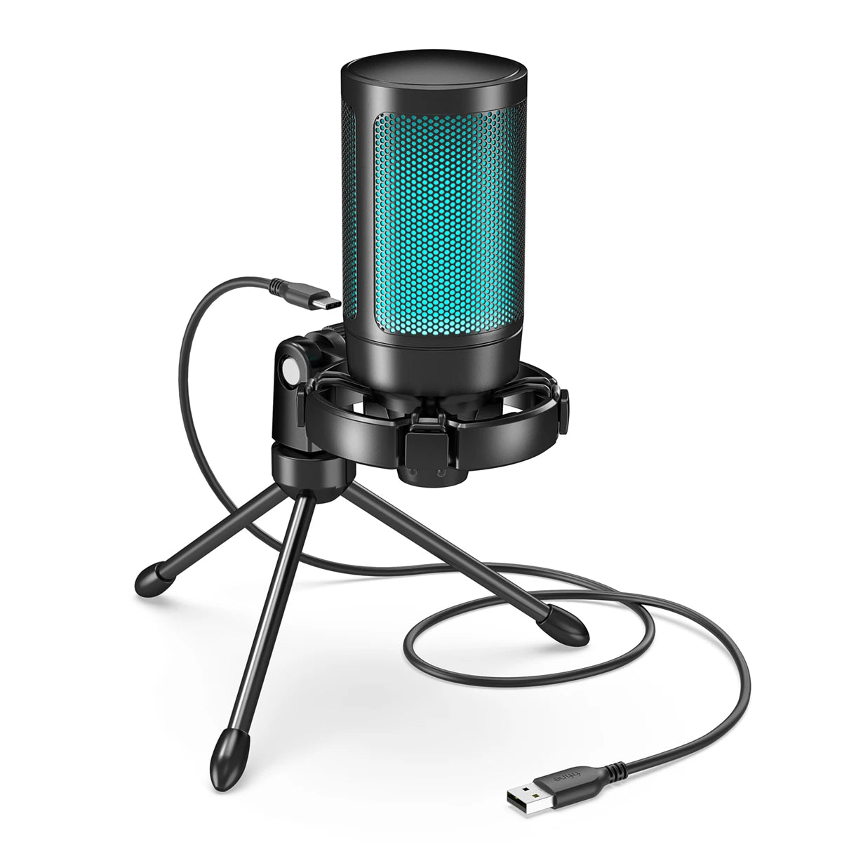 FIFINE AmpliGame A2 — Microphone USB Gaming RGB Sourdine Tactile Trépied PC & PS4/5